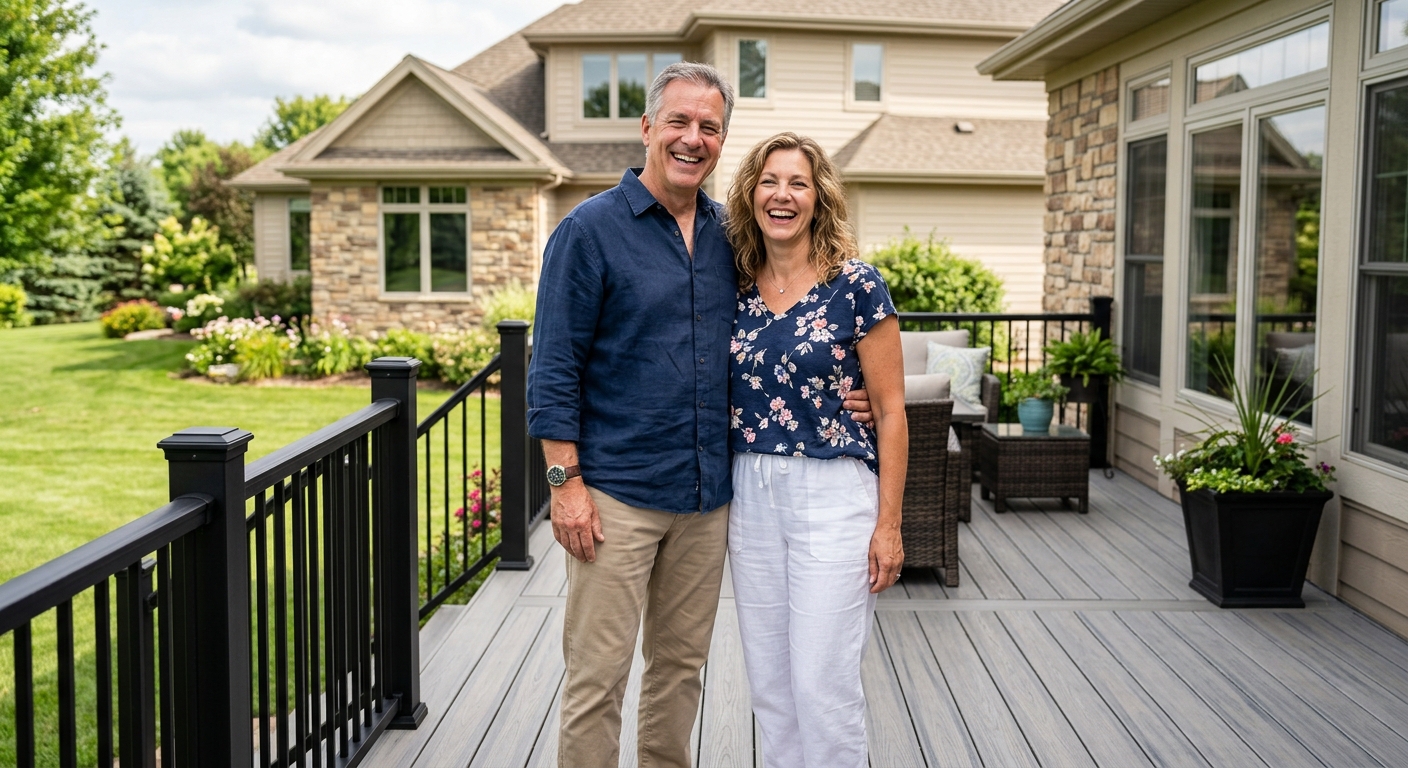 Happy homeowner with new deck in Smyrna GA
